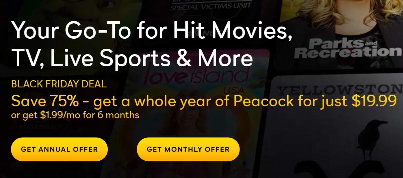 Get 1 year Peacock TV subscription for $19.99; stack with Amex Platinum credit + portal cashback