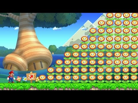 What Happens when Mario use 999 Fire Flowers in New Super Mario Bros. U Deluxe?