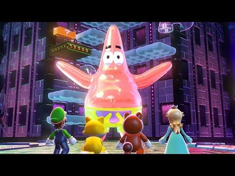 What Happens when Patrick Star is the Final Boss in Super Mario 3D World? (HD)