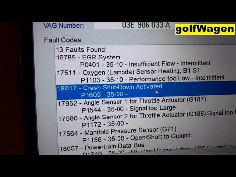 VW fault P1609 Crash Shut Down Activated