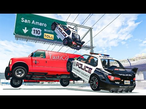 Here&#39;s Police Car Chases Crashes and Cliff Drops Marathon #1 - BeamNG DRIVE | SmashChan