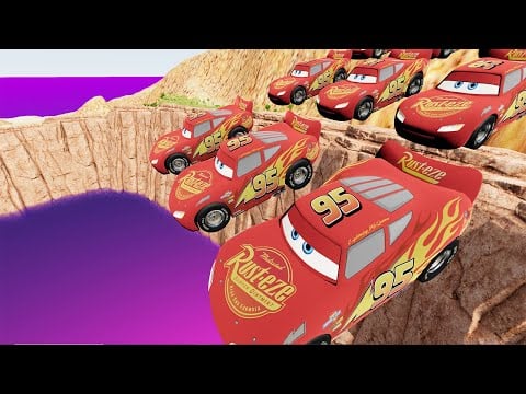 Mcqueen Car Jumps But Every Jump +1 Mcqueen Car Jumping Into Pink Crash Mountain - BeamNG Drive