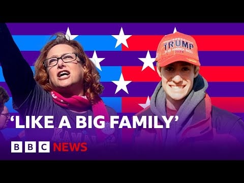 US election: What it&#39;s like at a Donald Trump and Kamala Harris rally | BBC News