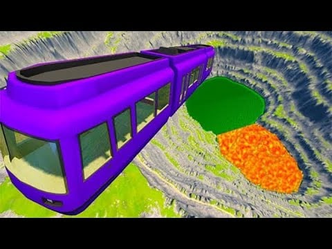 BeamNG drive - Jumping In Volcano Car Jumps, Bridge Jumping, School Bus Crashes