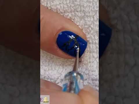 Winter Night Nail Art Tutorial | Dark Blue Short Nails Idea | #naildesign