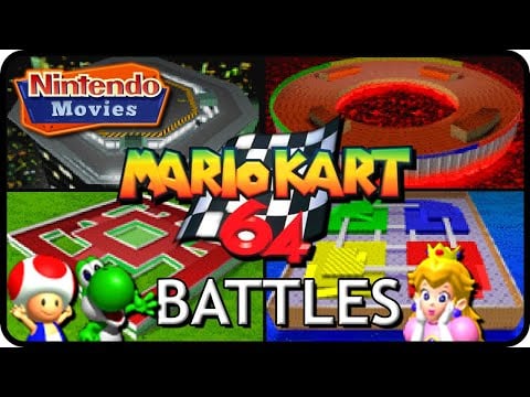 Mario Kart 64 - Battle Mode: All Courses (3 Players, Toad vs Yoshi vs Peach)