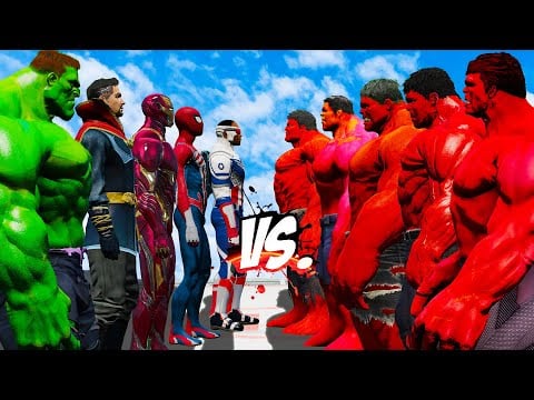 TEAM AVENGER VS TEAM RED HULK - EPIC SUPERHEROES WAR