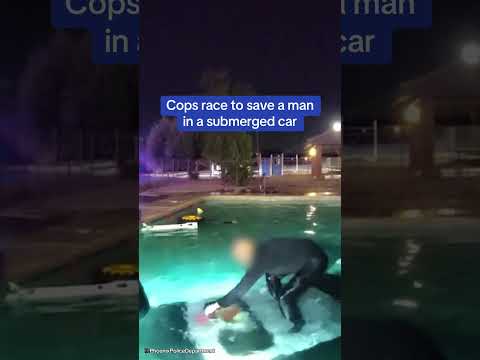 Cops RACE to save man in a submerged car