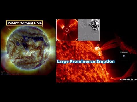 Solar Storm Alert: Potent Coronal Hole Faces Earth - Another Huge Prominence Eruption and CME