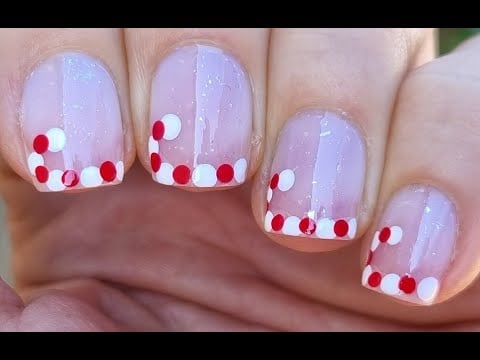 Candy Cane French Manicure Art | Easy Red &amp; White Christmas Nails Idea | Holidays 2024