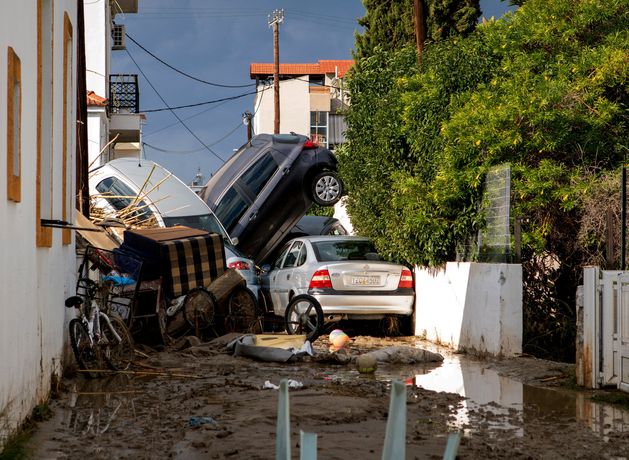 Greek holiday island hit by devastating floods