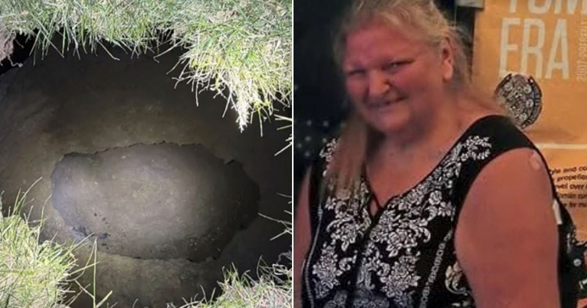 Search underway for grandmother who fell into giant sinkhole while looking for lost cat