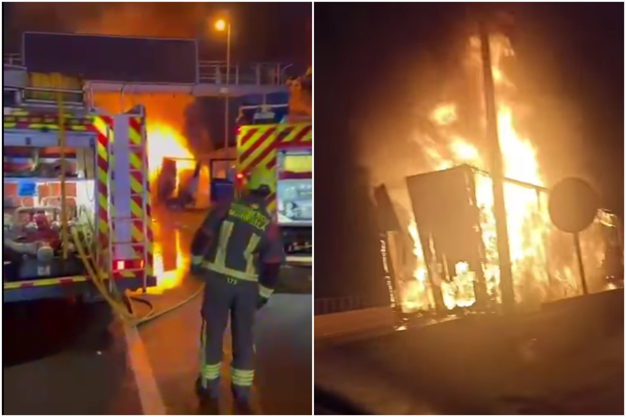 Watch: Lorry becomes engulfed in flames near Marbella causing huge traffic jam