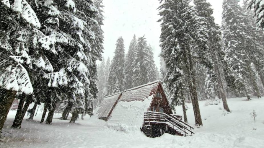 Snowfall in the mountains on Christmas Eve