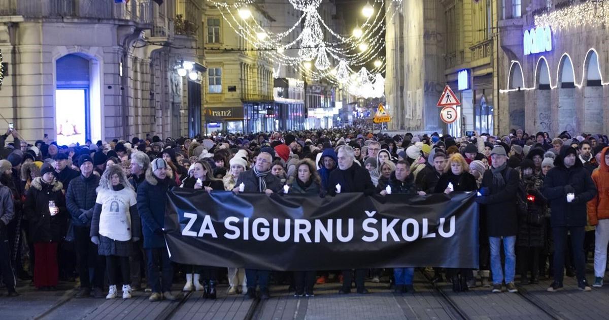 Hundreds march in Croatia for safer schools after a student is killed in a knife attack