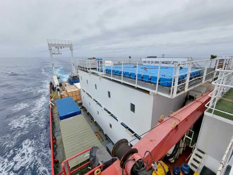 Bulgarian Naval Research Vessel Crossing Drake Passage en Route to Antarctica