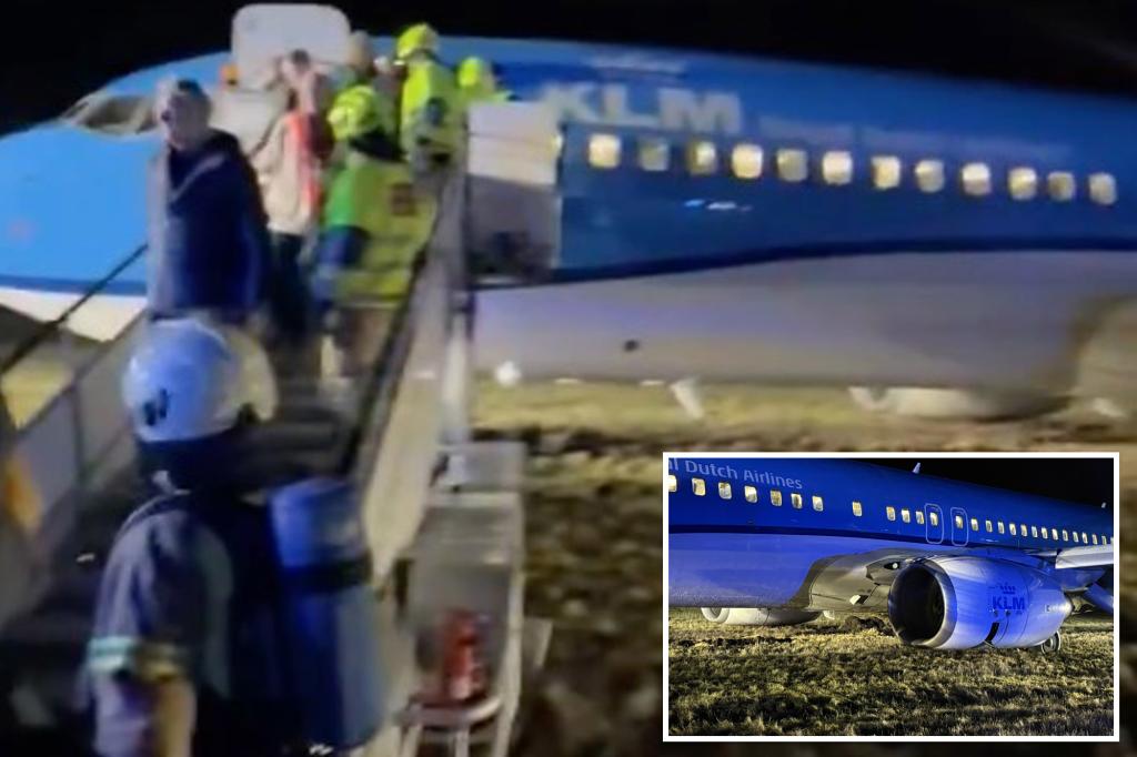 KLM Royal Dutch Airlines Boeing flight skids off runway in Norway after hydraulic failure