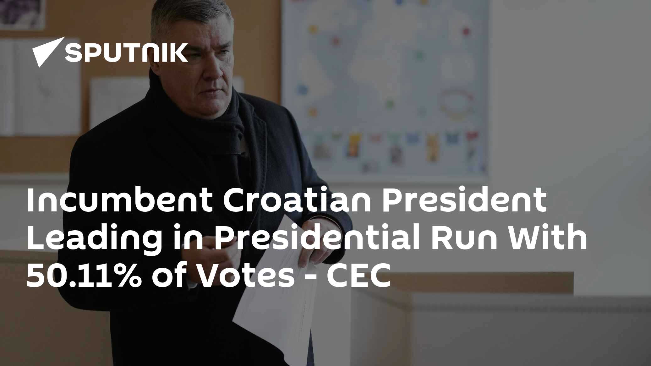 Incumbent Croatian President Leading in Presidential Run With 50.11% of Votes - CEC