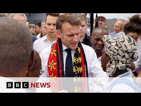 Macron visits Mayotte as it reels from devastation of Cyclone Chido | BBC News