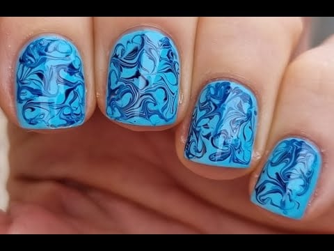 Blue Marble Nails | Pool Water Inspired Nail Art Design - New Nail Ideas 2025