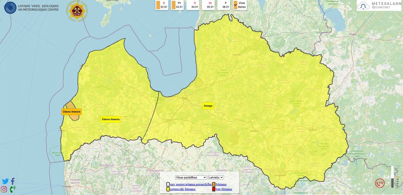 Rivers of Kurzeme see water levels rising rapidly