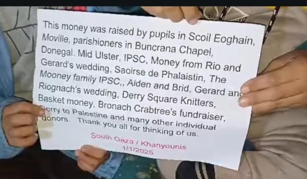 Video shows food and cash provided by Donegal fundraisers reaching families in Gaza
