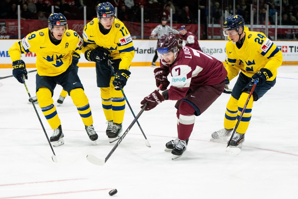 Sweden hangs on for quarterfinal win over Latvia at world junior hockey championship