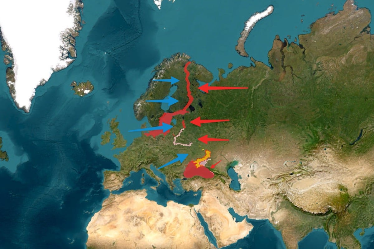 Map Shows Possible WWIII Frontlines if Russia Invaded Europe