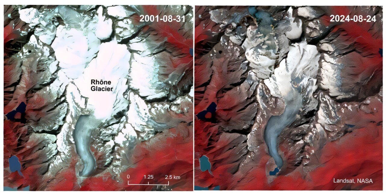 Satellite images show melting glaciers are shifting national borders in EU