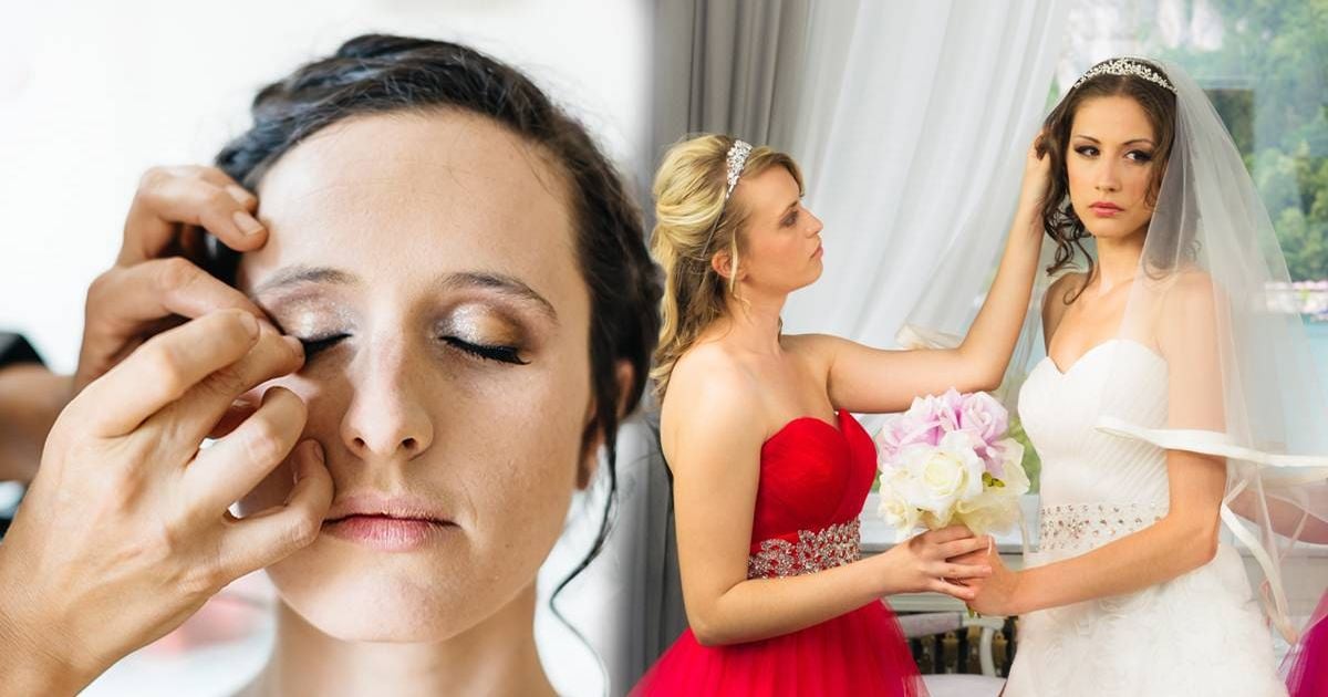 Bride splits opinion after washing off professional make-up minutes before walking down the aisle