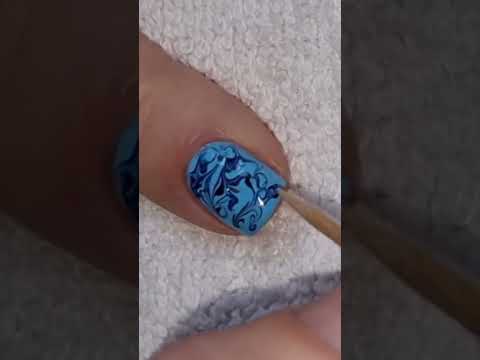 Blue Nail Art | Easy Toothpick Marble Nails | #naildesign